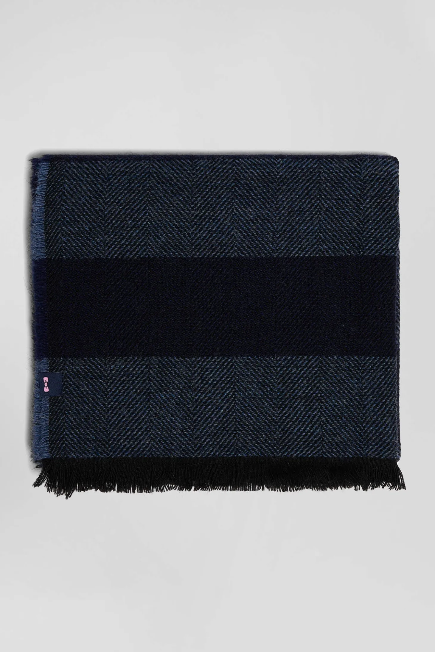 Echarpe large en laine mélangée à rayures bleu marine