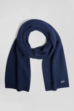 Echarpe unie en coton bleu foncé