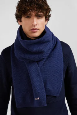 Echarpe unie en coton bleu foncé