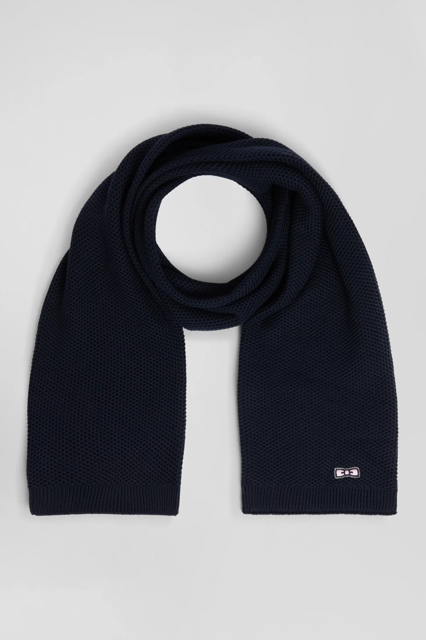 Echarpe unie en coton bleu marine broderie nœud papillon