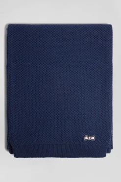 Echarpe unie en coton bleu foncé