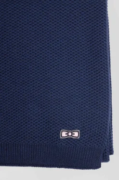 Echarpe unie en coton bleu foncé