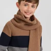 Echarpe unie en coton noisette broderie nœud papillon