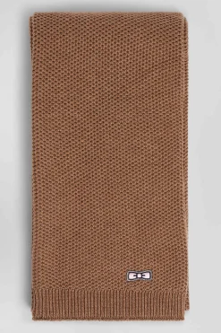 Echarpe unie en coton noisette broderie nœud papillon
