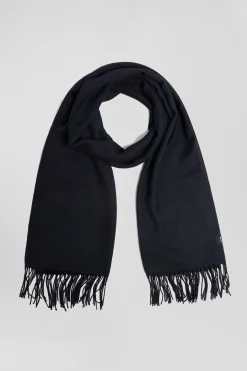 Echarpe unie frangée bleu marine
