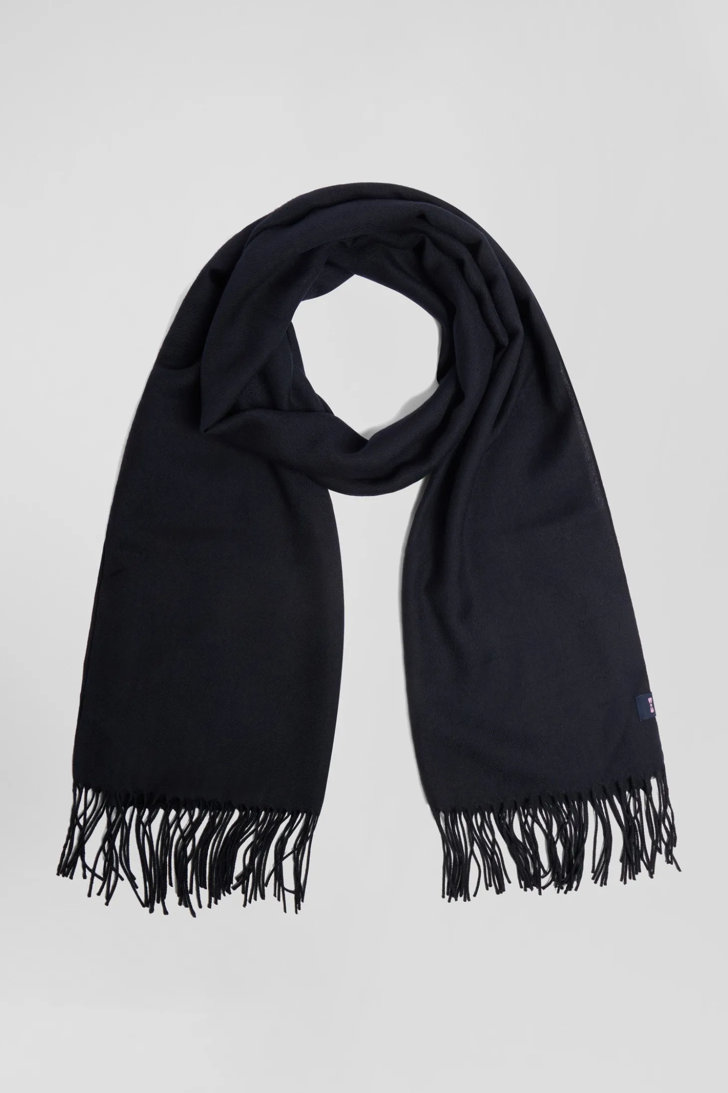 Echarpe unie frangée bleu marine