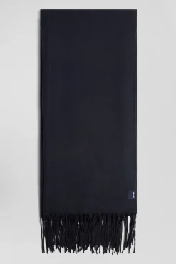 Echarpe unie frangée bleu marine