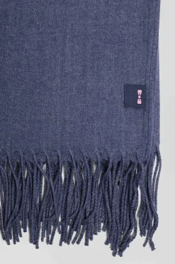 Echarpe unie frangée bleue