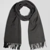 Echarpe unie frangée gris anthracite