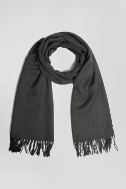 Echarpe unie frangée gris anthracite