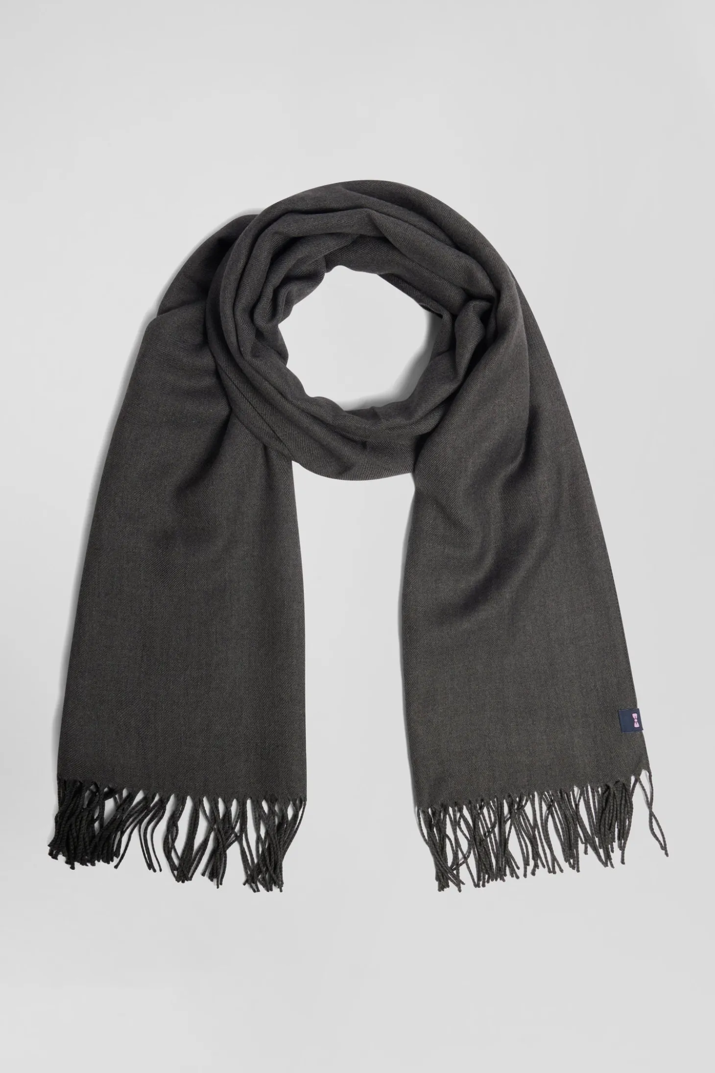 Echarpe unie frangée gris anthracite