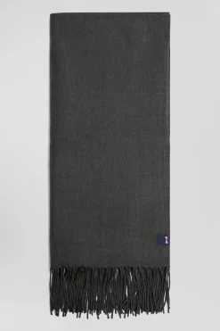 Echarpe unie frangée gris anthracite