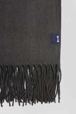 Echarpe unie frangée gris anthracite