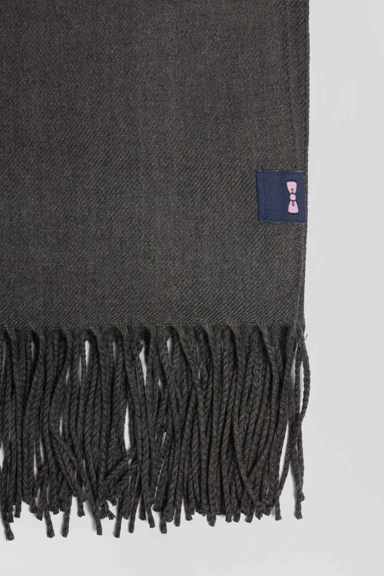 Echarpe unie frangée gris anthracite