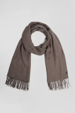 Echarpe unie frangée marron