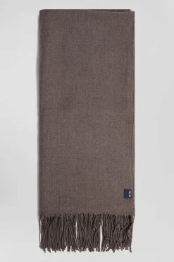 Echarpe unie frangée marron
