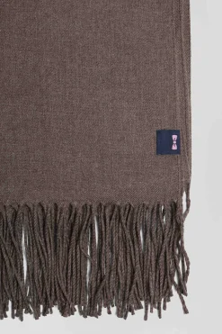 Echarpe unie frangée marron