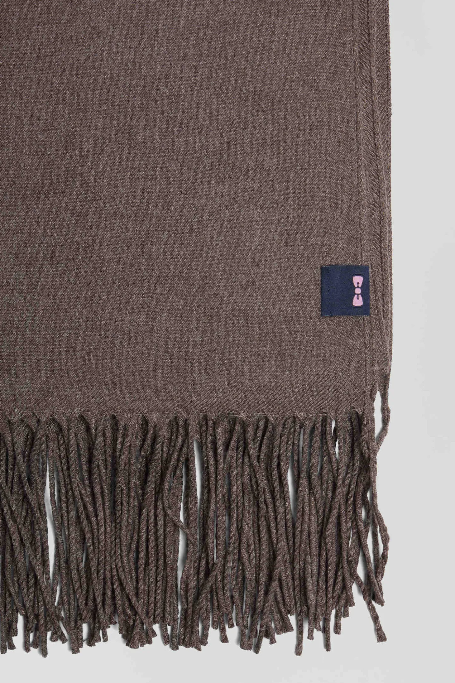Echarpe unie frangée marron
