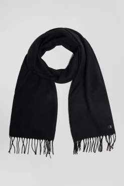 Echarpe unie frangée noire