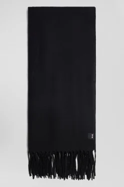 Echarpe unie frangée noire