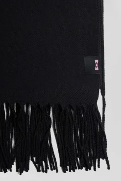 Echarpe unie frangée noire