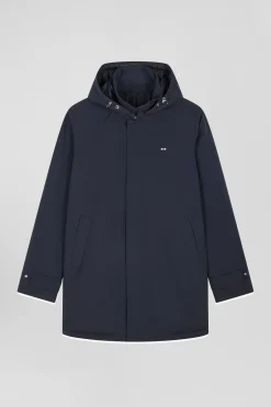 Imperméable en nylon à capuche bleu marine