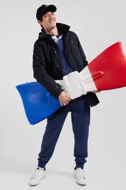Imperméable en nylon à capuche bleu marine