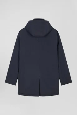 Imperméable en nylon à capuche bleu marine
