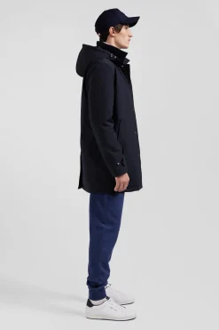 Imperméable en nylon à capuche bleu marine