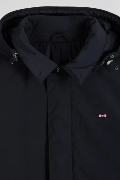 Imperméable en nylon à capuche bleu marine