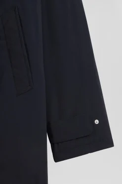 Imperméable en nylon à capuche bleu marine
