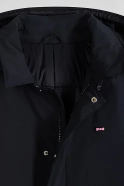 Imperméable en nylon à capuche bleu marine