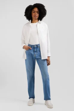 Jean 5 poches en coton bleu coupe Regular