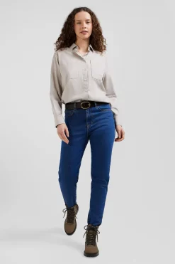 Jean 5 poches en coton bleu foncé coupe Slim