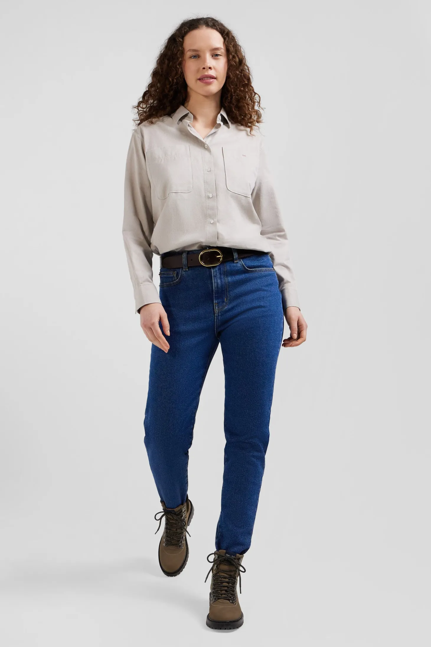 Jean 5 poches en coton bleu foncé coupe Slim