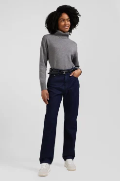 Jean 5 poches en coton bleu marine coupe Regular
