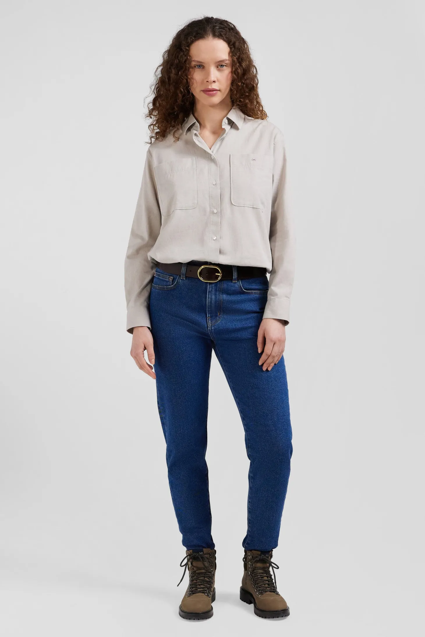 Jean 5 poches en coton bleu foncé coupe Slim
