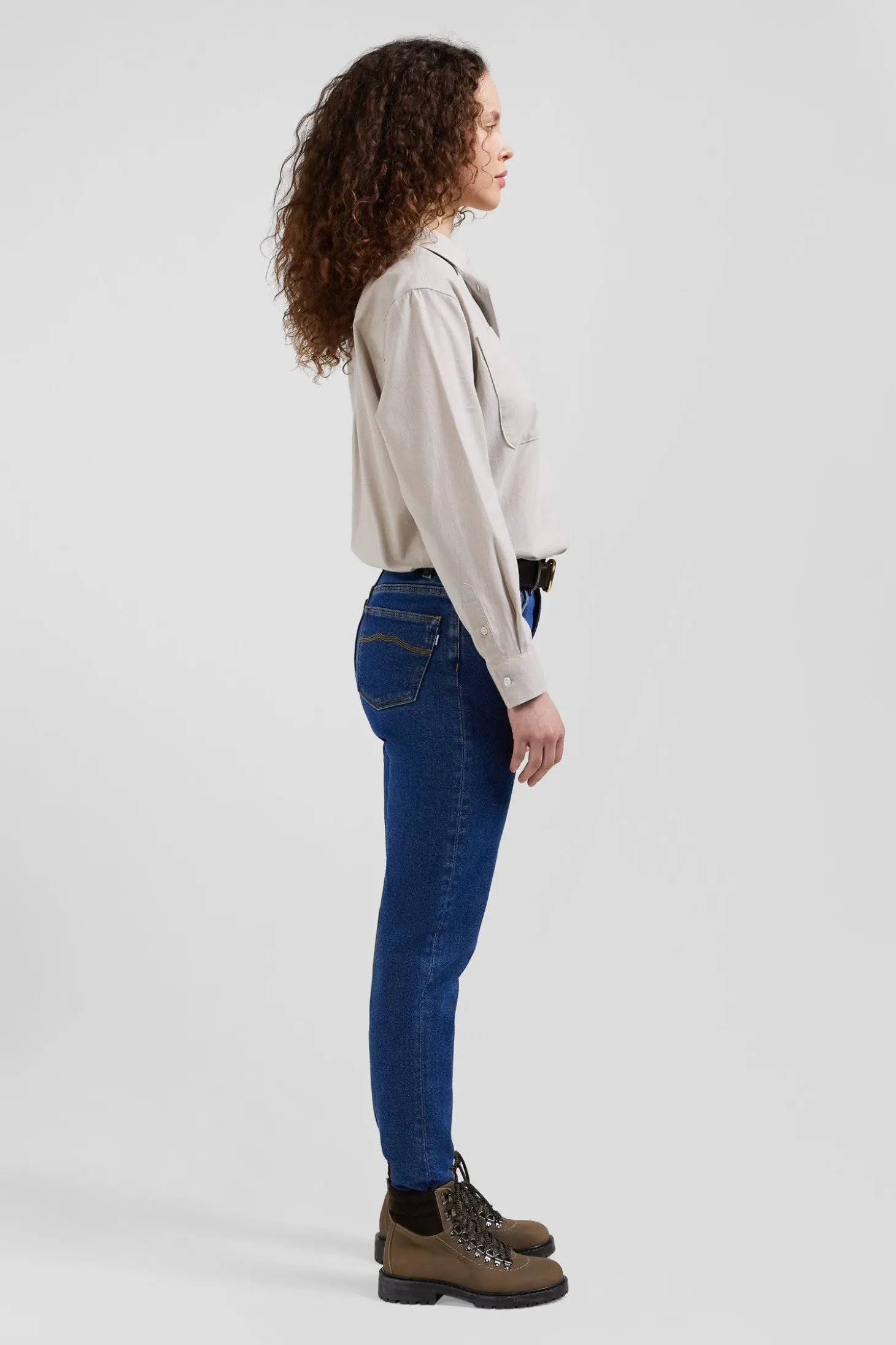Jean 5 poches en coton bleu foncé coupe Slim