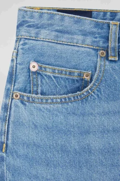 Jean 5 poches en coton bleu coupe Regular