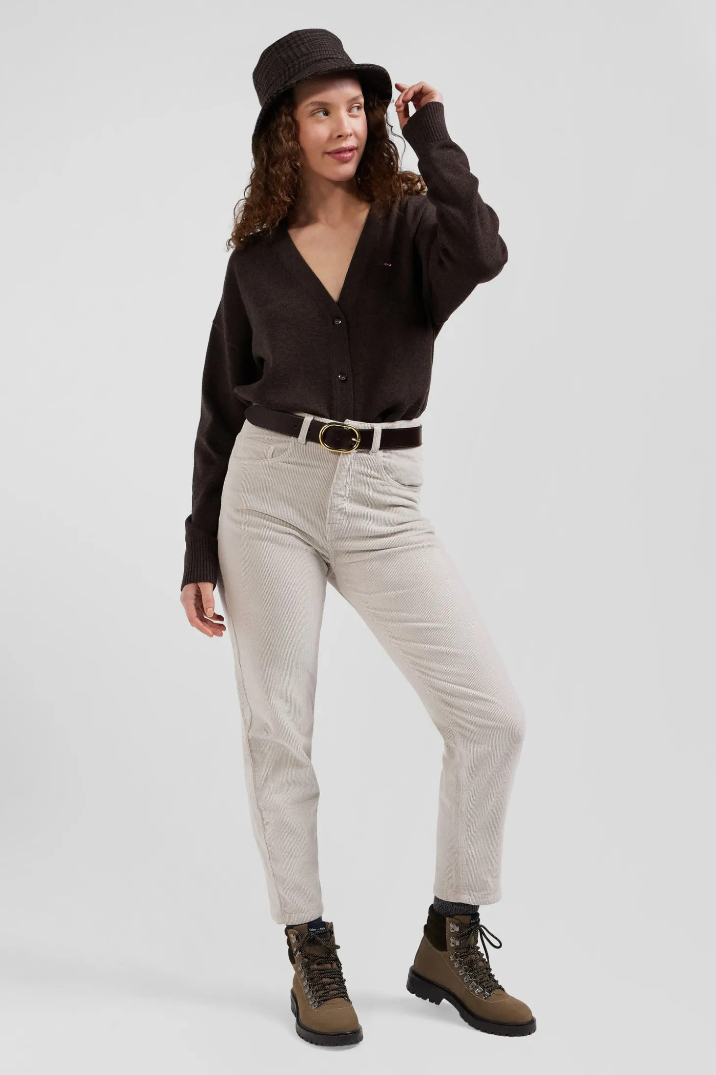 Jean 5 poches en coton stretch beige coupe Comfort