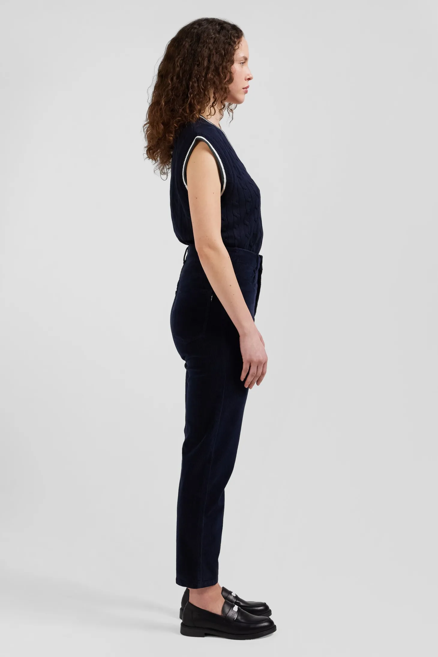 Jean 5 poches en coton stretch bleu marine coupe Comfort