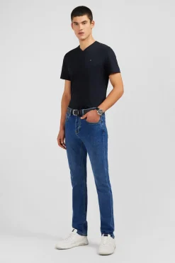 Jean bleu en coton stretch