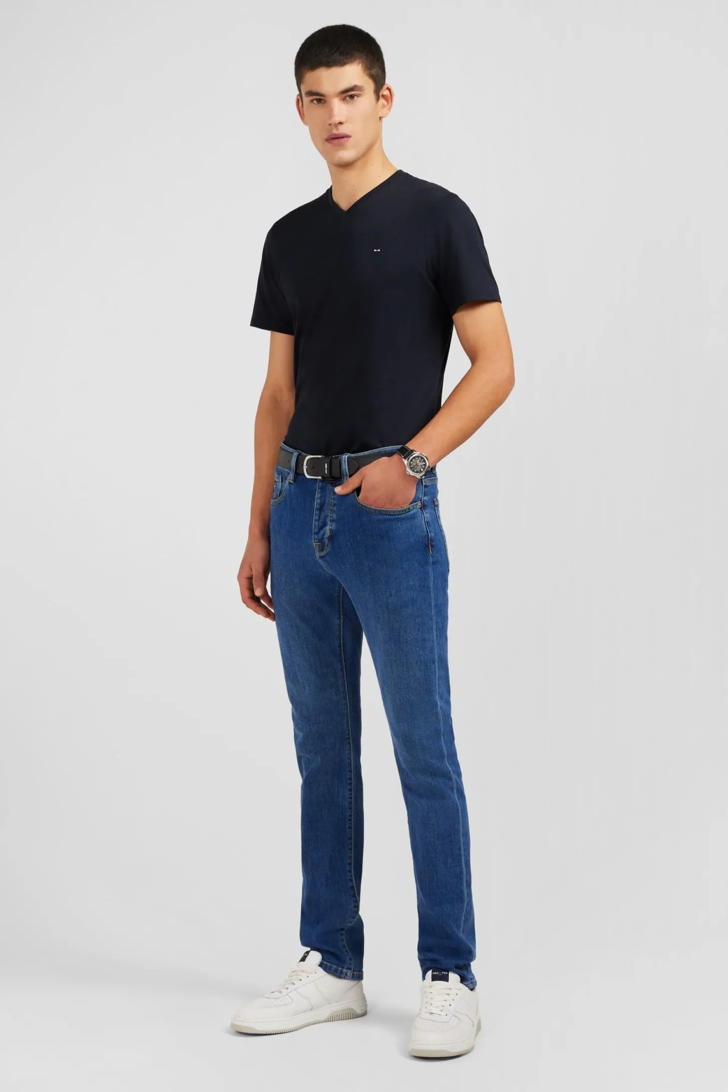 Jean bleu en coton stretch