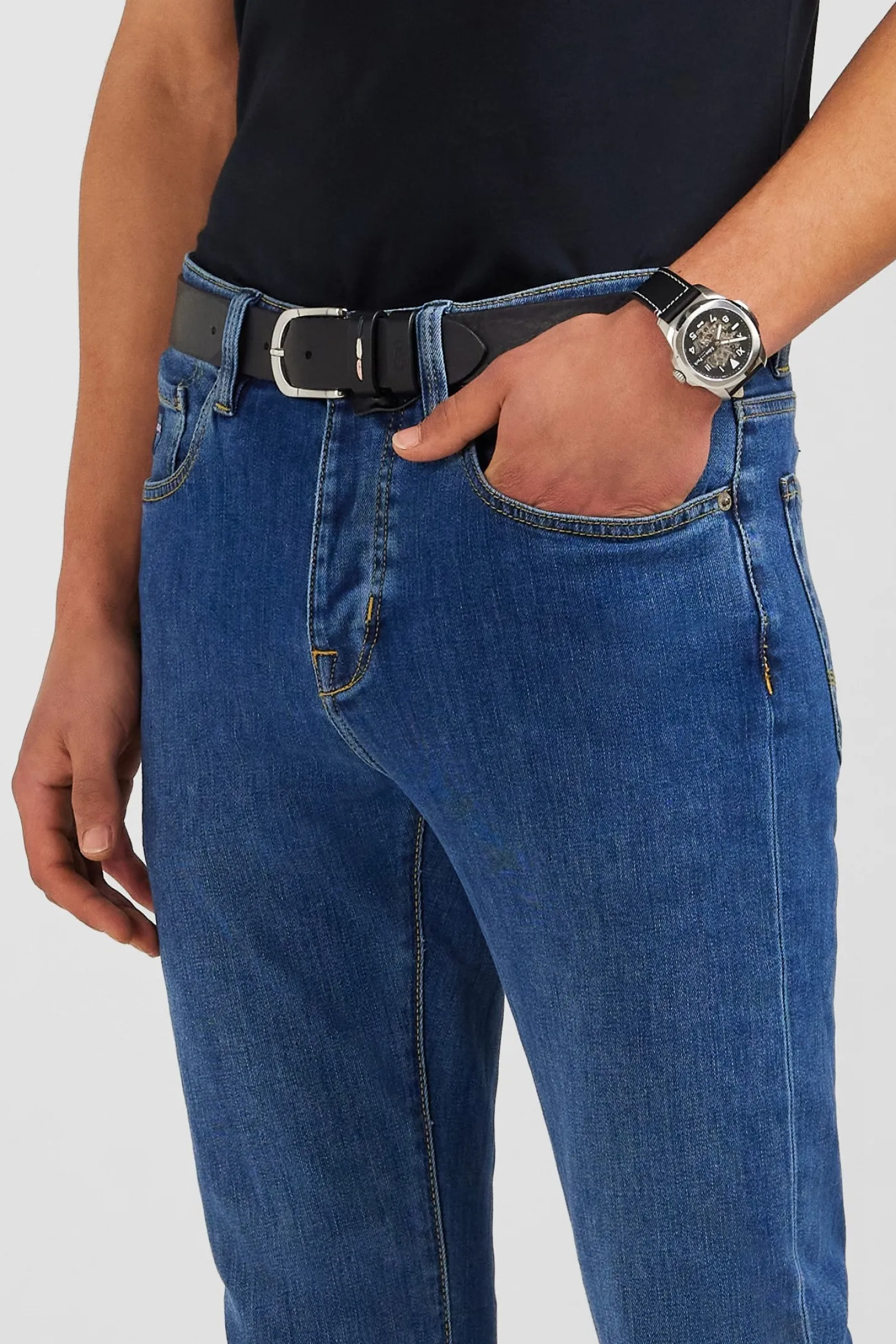 Jean bleu en coton stretch