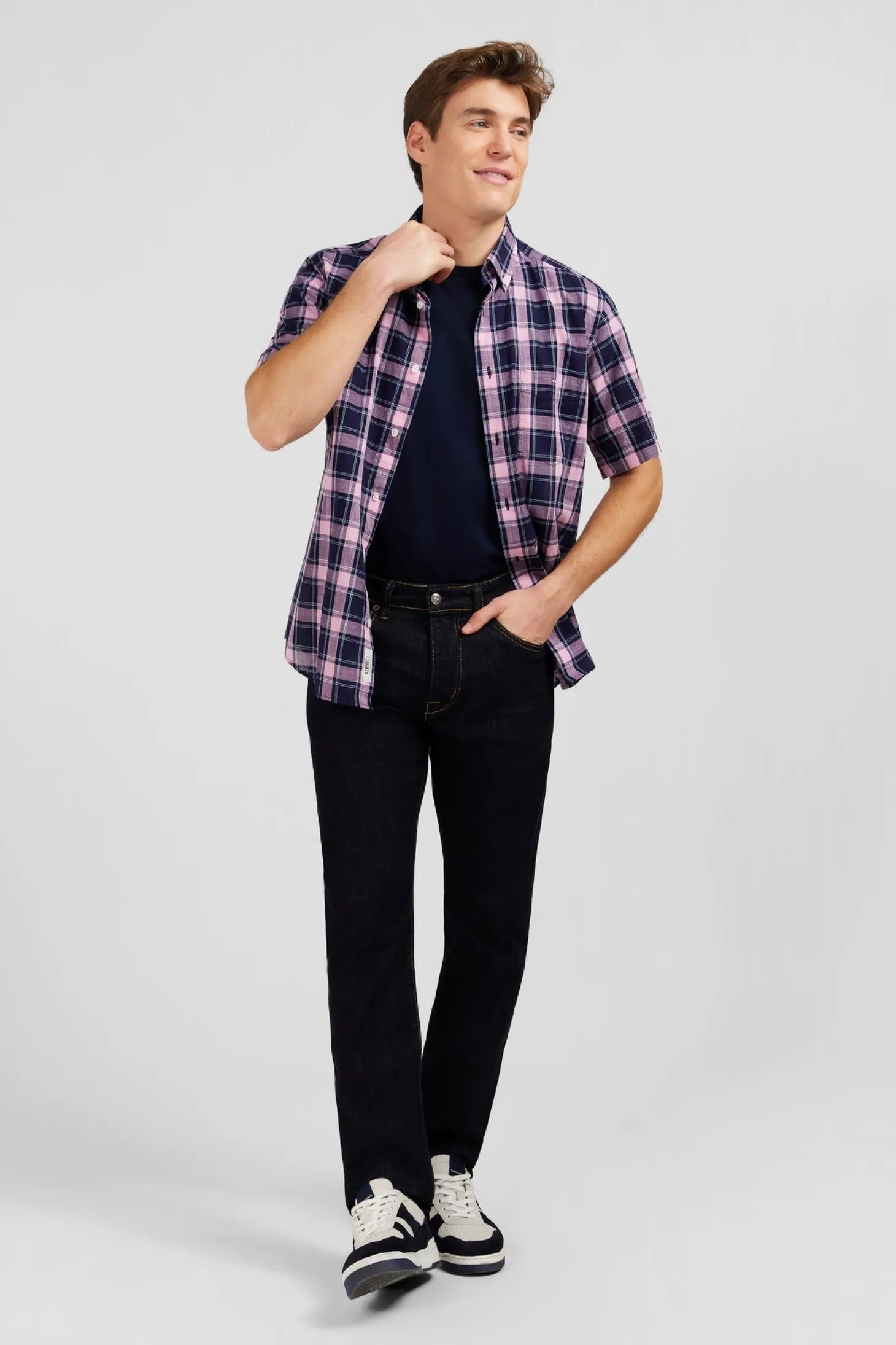 Jean bleu marine en coton extensible