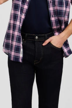 Jean bleu marine en coton extensible