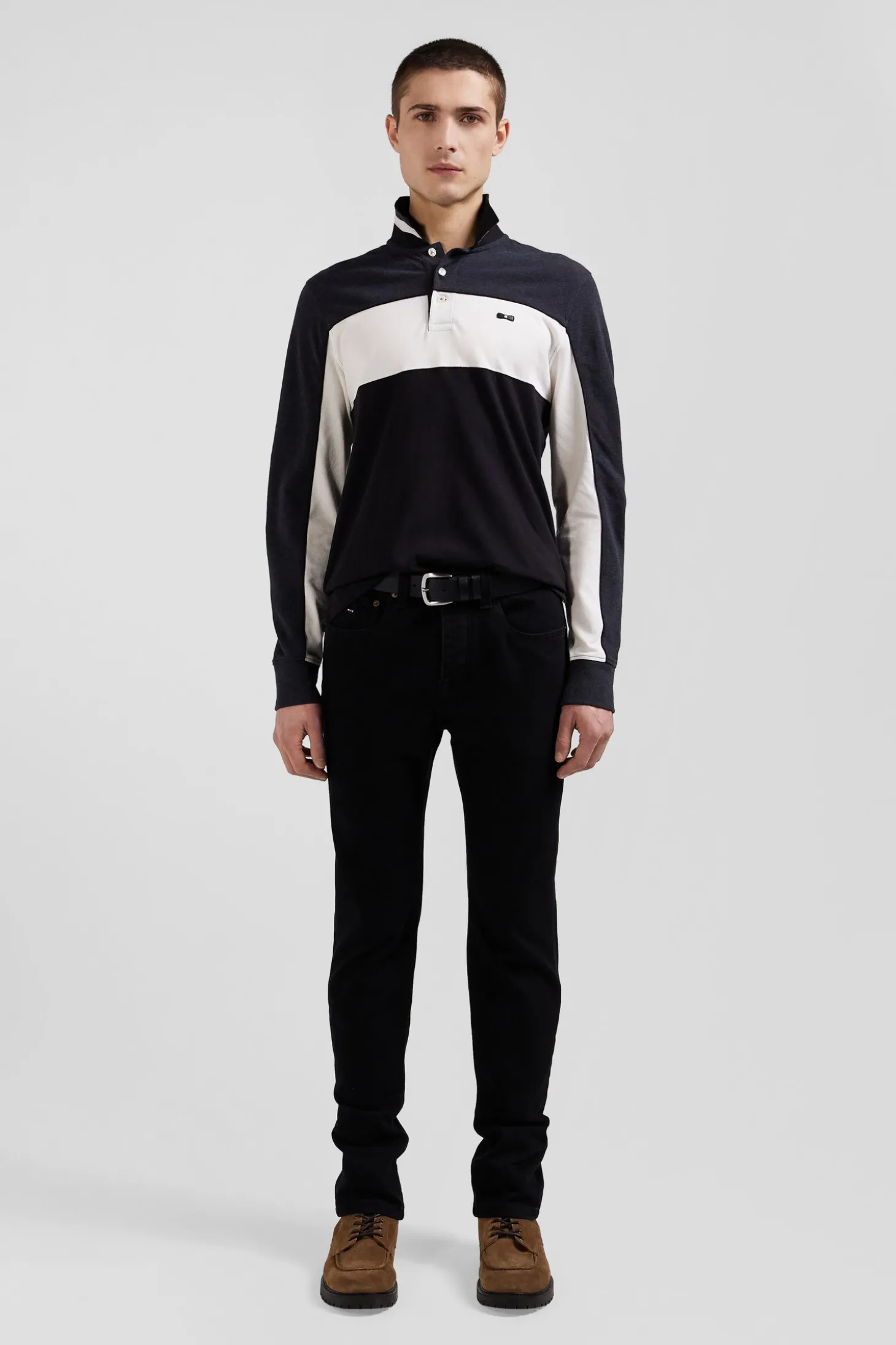 Jean en coton denim stretch mélangé noir coupe Slim