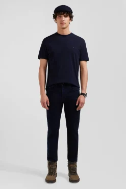 Jean en coton denim stretch bleu marine coupe Slim stone wash