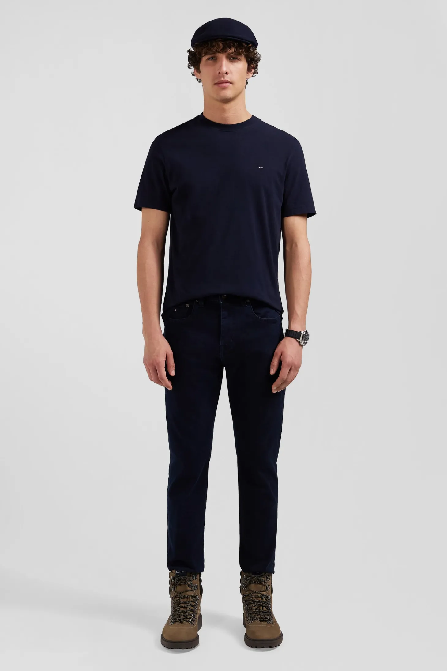 Jean en coton denim stretch bleu marine coupe Slim stone wash