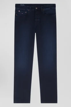 Jean en coton denim stretch bleu marine coupe Slim stone wash
